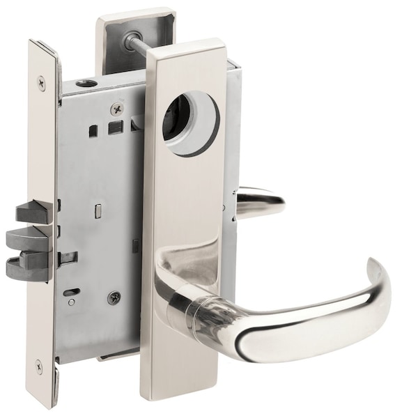 Schlage Grade 1 Entrance Office Mortise Lock, Less Cylinder, 17 Lever, L Escutcheon, Bright Chrome Finish, F L9050L 17L 625 - main